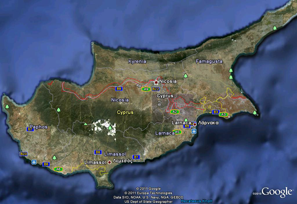 The divided island of Cyprus